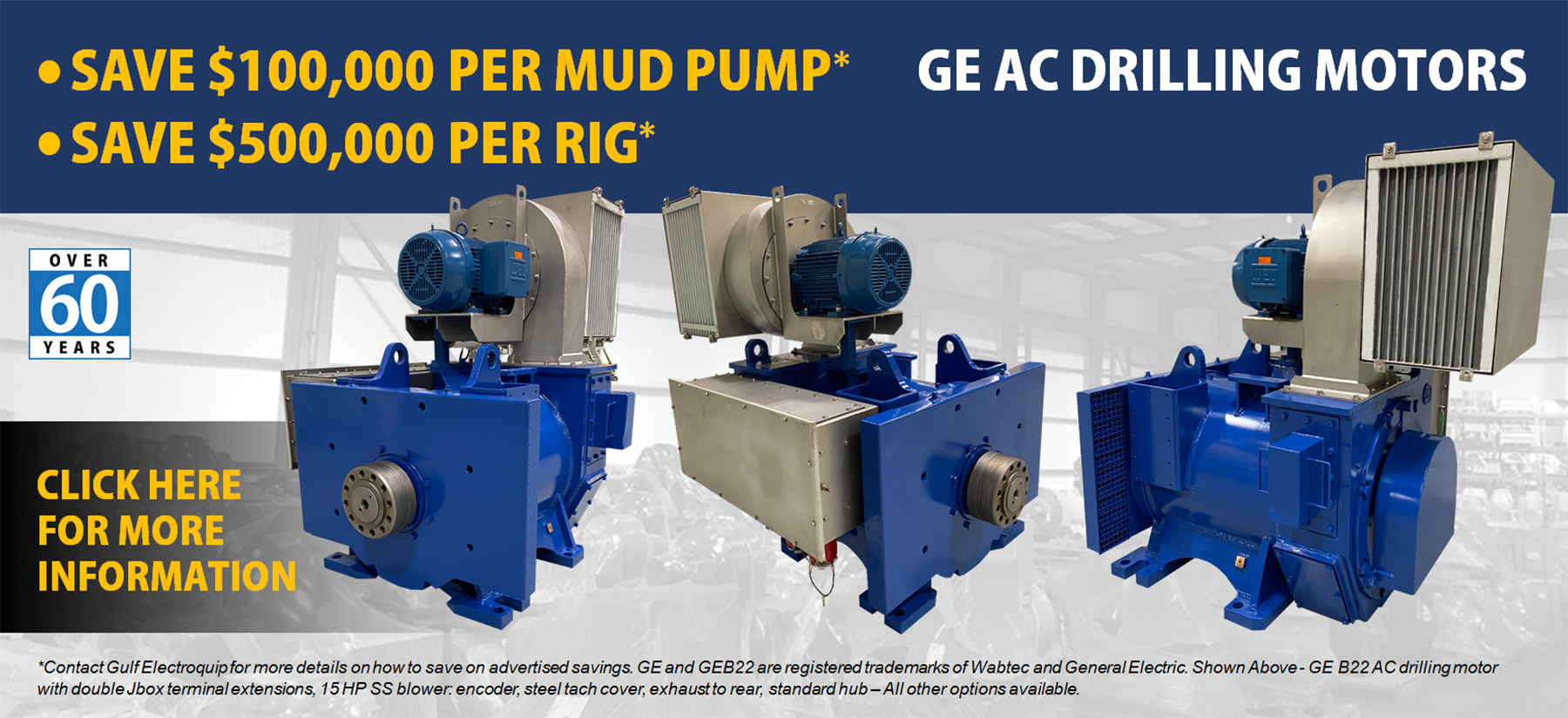 Save on GE AC Drilling Motors in stock. Contact us today to see how!